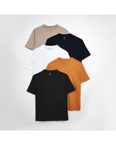 River Island Orange Multipack Slim T-shirts