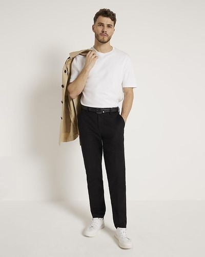 River Island Black Slim Fit Smart Chino Trousers - White