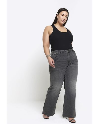 River Island Plus Black High Waisted Straight Jeans - Blue