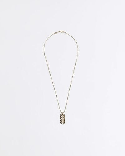 River Island Gold Plated Leaf Necklace - White