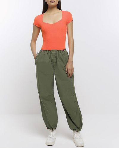 River Island Orange Short Sleeve Bodysuit - Green
