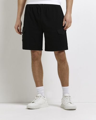 River Island Black Slim Fit Utility Nylon Shorts