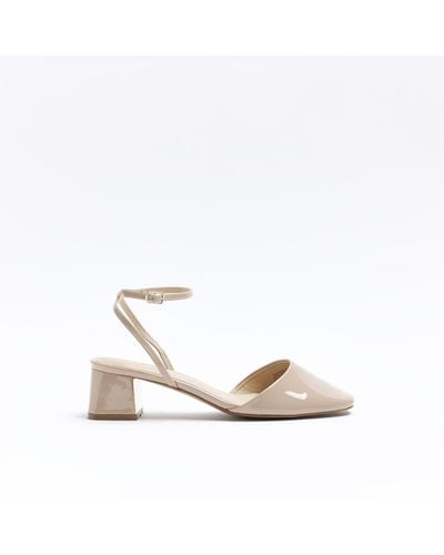 River Island Block Heeled Court Shoes - White