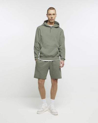 River Island Khaki Slim Fit Casual Shorts - Grey