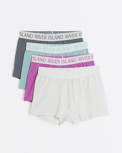 River Island 4pk Cotton Stretch Ri Trunks - White