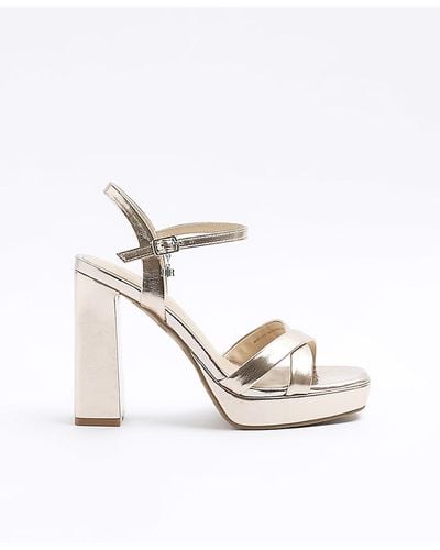 River Island Rose Crossed Strap Heeled Sandals - White