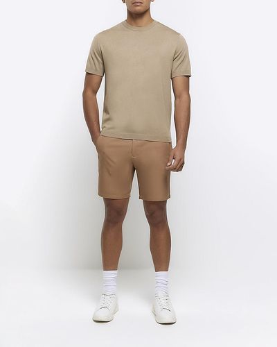 River Island Rust Tapered Fit Shorts - Natural