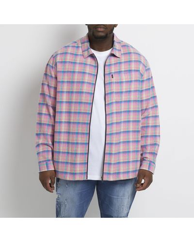 River Island Big & Tall Regular Fit Pink Check Overshirt
