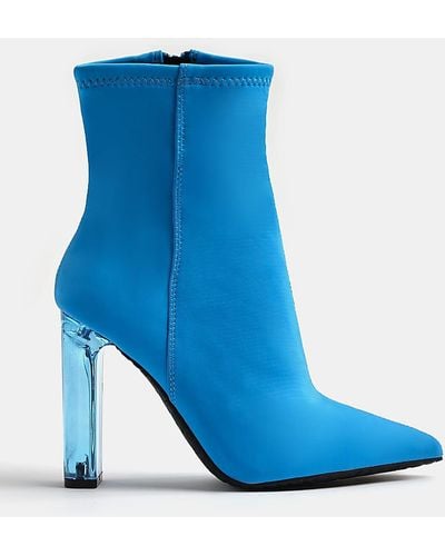 River Island Blue Perspex Heel Ankle Boots