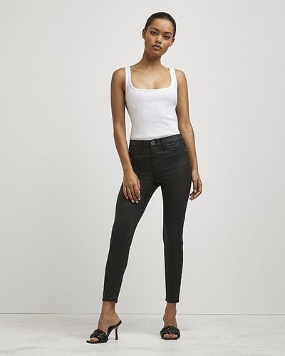River Island Petite Black Coated Molly Skinny Jeans