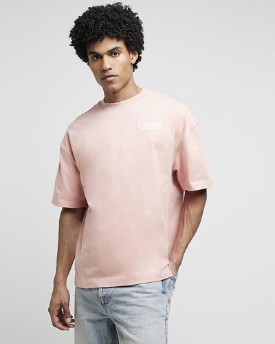 River Island Pink Oversized Fit Graphic Print T-shirt