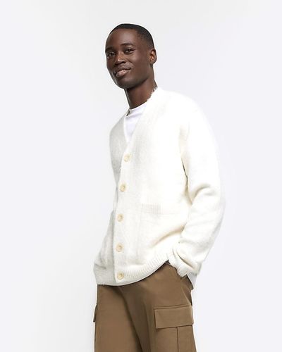 River Island Cream Oversized Fit Button Up Cardigan - Natural
