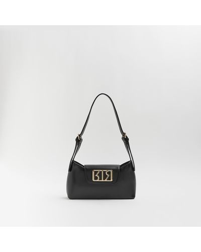 River Island Embossed Ri Lock Shoulder Bag in Black Lyst Australia