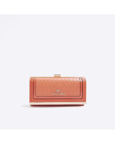 River Island Red Embossed Weave Purse - Pink