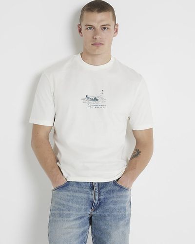 River Island Ecru Regular Fit Graphic T-shirt - White
