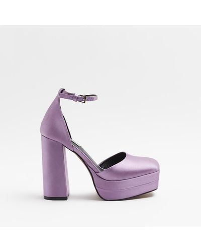 River Island Purple Satin Platform Heeled Shoes