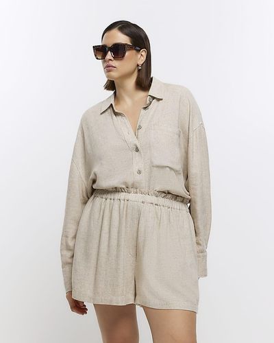 River Island Stone Shorts With Linen - Natural