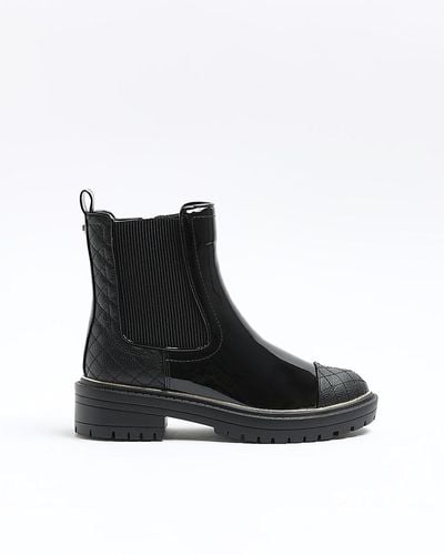 River Island Black Quilted Chelsea Boots