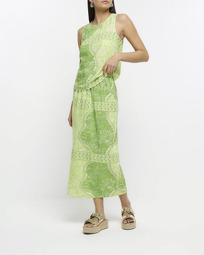 River Island Floral Maxi Skirt - Green