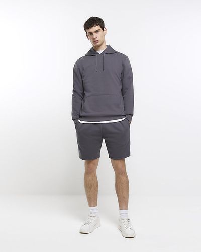 River Island Gray Slim Fit Casual Shorts - Blue