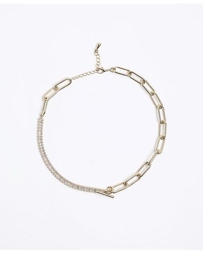 River Island Gold Chain Stone Necklace - White
