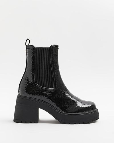 River Island Chunky Heeled Ankle Boots - Black