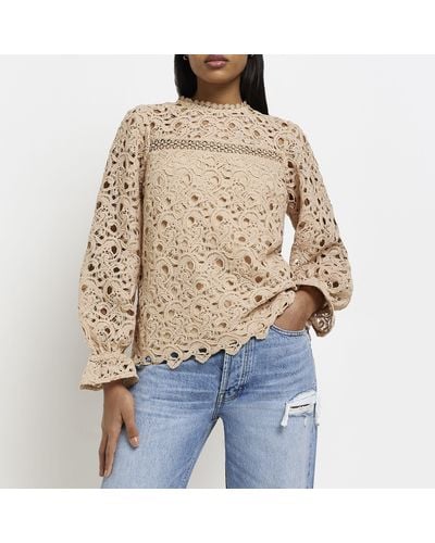 River Island Lace Blouse - Natural