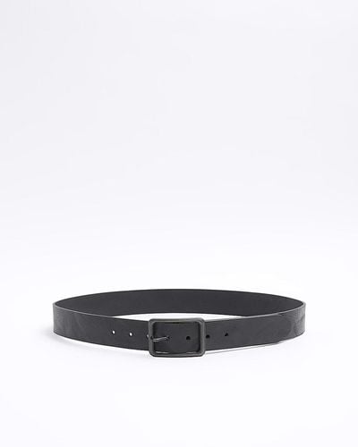 River Island Black Leather Casual Belts - White
