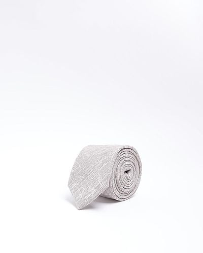 River Island Ecru Textured Tie - White