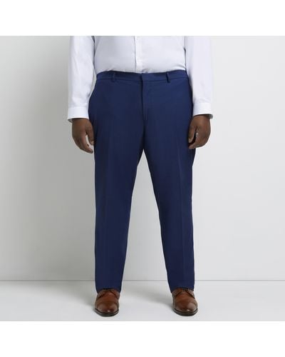 River Island Big & Tall Blue Slim Fit Twill Suit Trouser