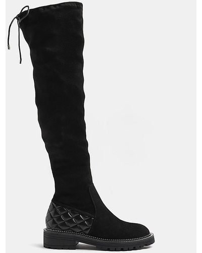 navy knee high boots river island