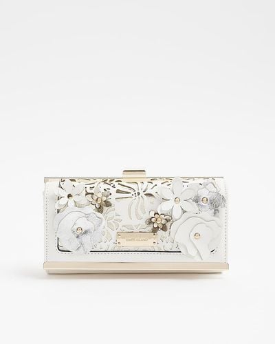 River Island White Floral Detail Purse