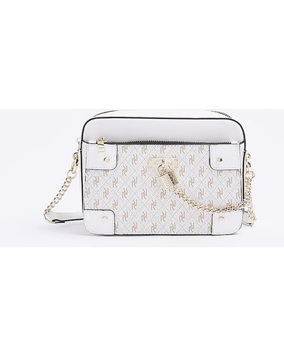 River Island boxy cross body bag with padlock detail in white