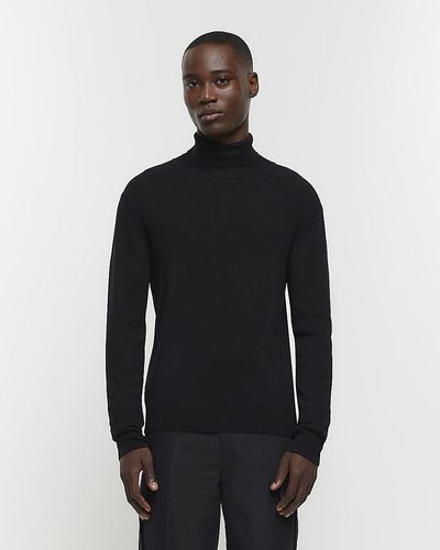 River Island Black Slim Fit Rolled Neck Sweater