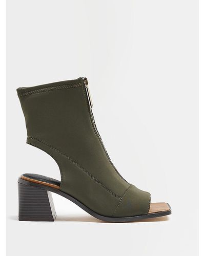 River Island Khaki Wide Fit Open Toe Ankle Boot - Green