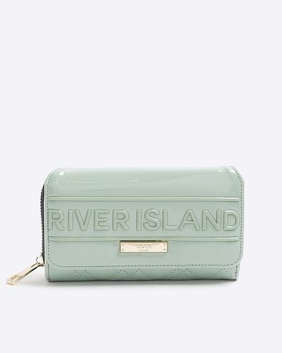 River Island Patent Embossed Purse - Green