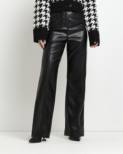 Leather Button Detail Trouser  Karen Millen