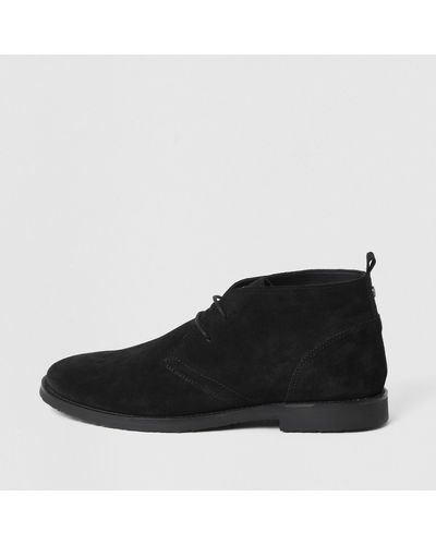 River Island Black Lace Up Suede Chukka Boots
