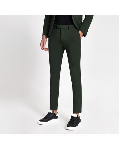 River Island Dark Super Skinny Suit Trousers - Green