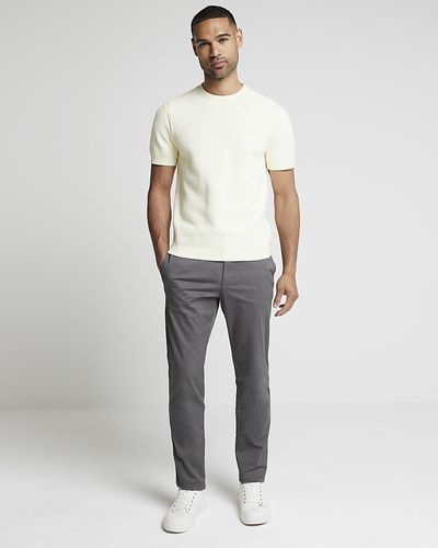 River Island Grey Skinny Fit Smart Chino Trousers - White