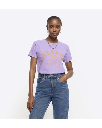 River Island Purple Graphic T-shirt
