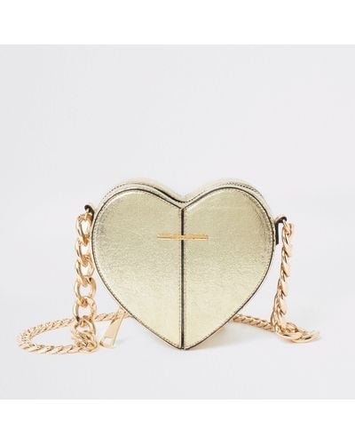 River Island Gold Heart Shaped Cross Body Bag - Metallic