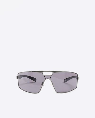 River Island Black Wrap Visor Sunglasses - White