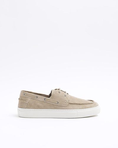 River Island Beige Suede Boat Shoes - White