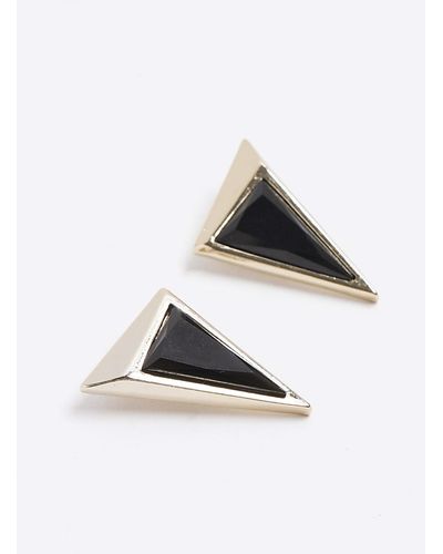 River Island Gold Color Triangle Earrings - White
