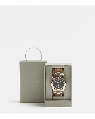 River Island Rose Gold Color Watch With Gift Box - Yellow