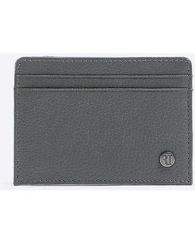 River Island Grey Leather Pebbled Card Holder