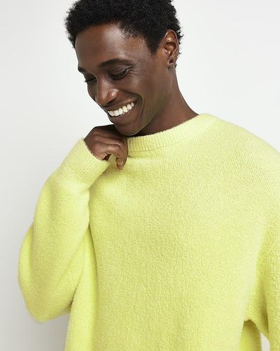 River Island Fluffy Knit Sweater - Yellow