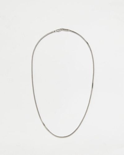 River Island Silver Colour Chain Necklace - Blue