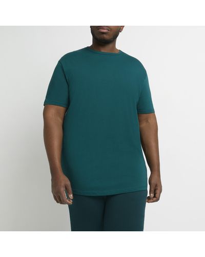 River Island Big & Tall Green Curved Hem Slim Fit T-shirt